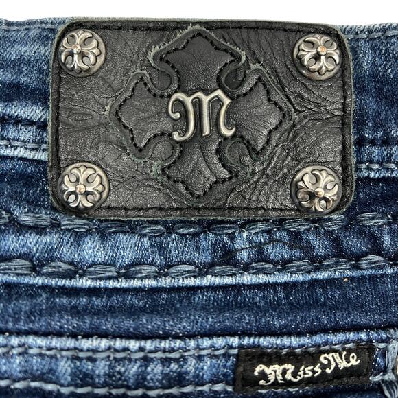 Miss Me Y2K Low-Rise Bootcut Jeans 26" Stretch Denim Flap Pockets Western Rodeo - Picture 7 of 15